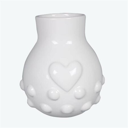 YOUNGS Ceramic Vase with Embossed Heart 21967